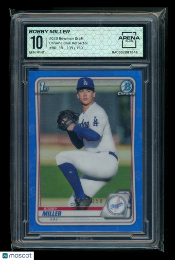 2020 Bowman Draft Chrome Blue Refractor Bobby Miller #BD-38 Arena Club 10