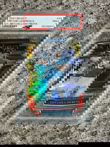 Trevor Lawrence 2021 Select Die Cut Red Yellow #43 Concourse Rookie PSA 9 MINT