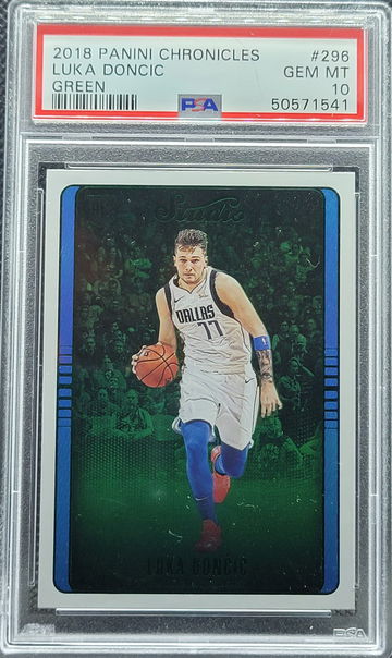 2018 Panini Chronicles Studio GREEN #296 Luka Doncic Rookie RC Dallas Mavericks PSA 10