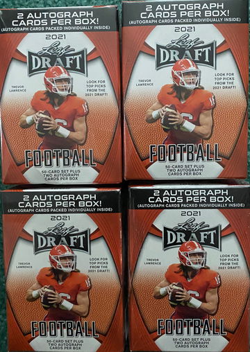 2021 leaf draft football blaster box 4 count lot. Trevor Lawrence rookie year