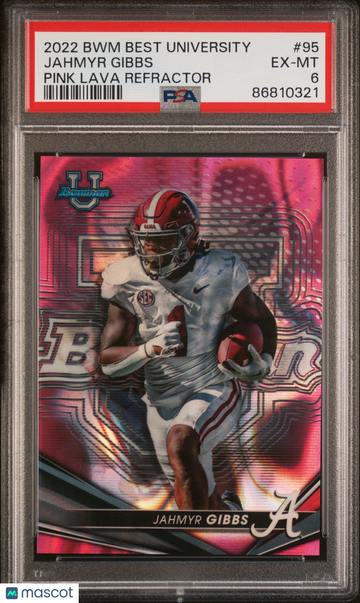 2022 Bowman'S Best University Jahmyr Gibbs #95 Pink Lava Refractor PSA 6