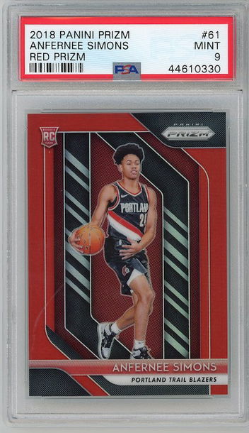 Anfernee Simons RED Prizm /299 PSA9 #61 Rookie RC
