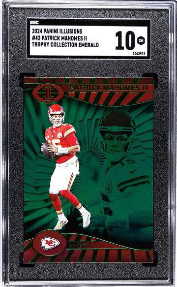 2024 Panini Illusions #42 Patrick Mahomes II Trophy Collection Emerald SGC 10
