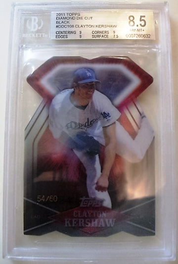 2011 TOPPS DIAMOND DIE CUT BLACK #DDC-108 CLAYTON KERSHAW 54/60 BGS 8.5 NM-MT+ (HIGHEST GRADED)