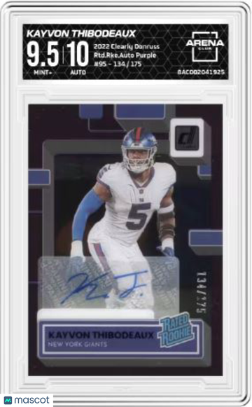 2022 Clearly Donruss Kayvon Thibodeaux #95 Rated Rookies Auto Purple /175 Arena Club 9.5 Auto 10