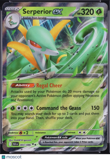 2025 Pokemon Scarlet & Violet Black Bolt Serperior EX Holo Rare #3/86