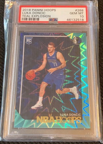2018-19 NBA Hoops Luka Doncic Teal Explosion SP Rookie Card RC PSA 10