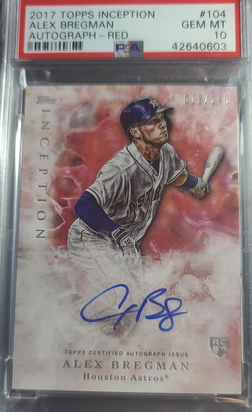 Alex Bregman 2017 Topps Inception Red RC Auto #104 /199 PSA 10