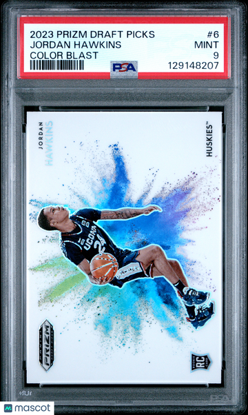 2023 Panini Prizm Draft Picks Color Blast Jordan Hawkins #6 PSA 9