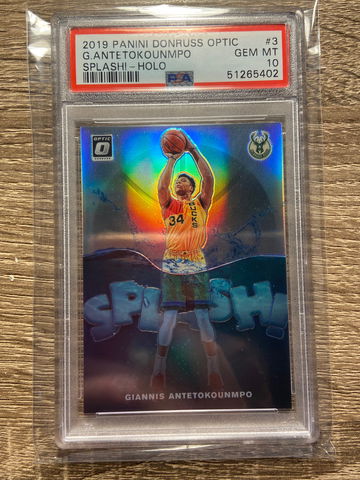 Gianns Antetokounmpo Optic Splash Holo PSA 10