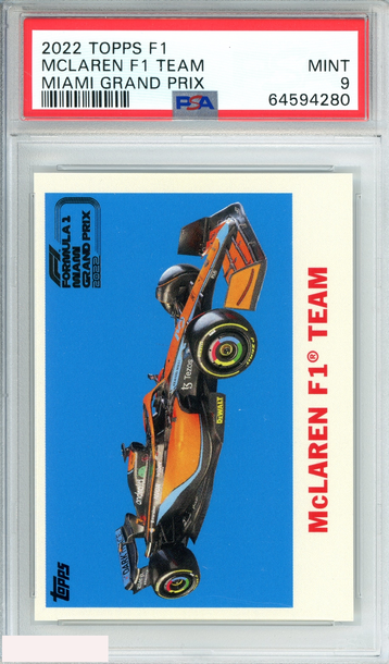2022 TOPPS FORMULA 1 MIAMI GRAND PRIX MCLAREN F1 TEAM # MIAMI GRAND PRIX PSA 9 MINT
