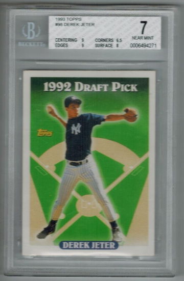 DEREK JETER~1993 TOPPS BGS-7 NR/MT+ w/ 8 & 9 SUBS VERY HOT MLB ROOKIE RC CARD #98