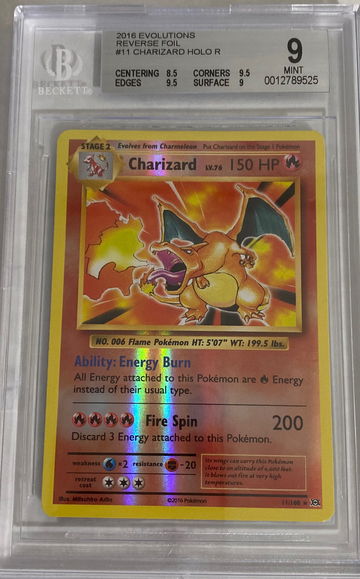2016 evolutions charizard reverse holo foil bgs 9 mint