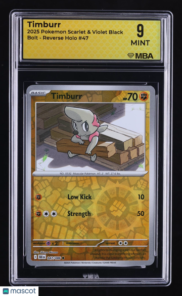 2025 Pokemon Scarlet & Violet Black Bolt Timburr Reverse Holo MBA 9 #47