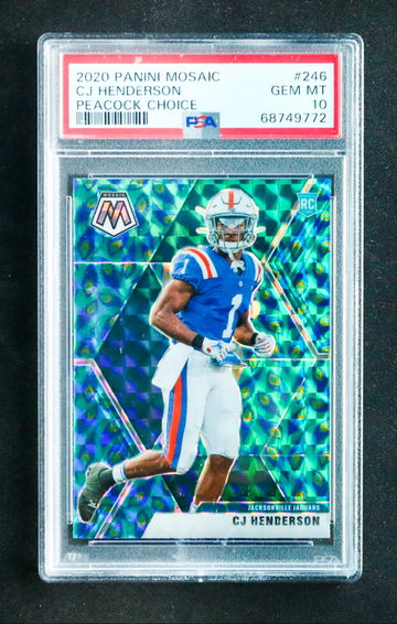 2020 Panini Mosaic - CJ Henderson - Rookie Peacock Prizm SSP PSA 10 Gem Mint