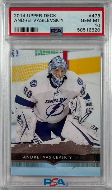 2014 Upper Deck Andrei Vasilevskiy Young Guns Rookie Card PSA 10 Gem Mint