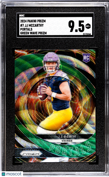 2024 Panini Prizm JJ Mccarthy #7 Portals Green Wave SGC 9.5