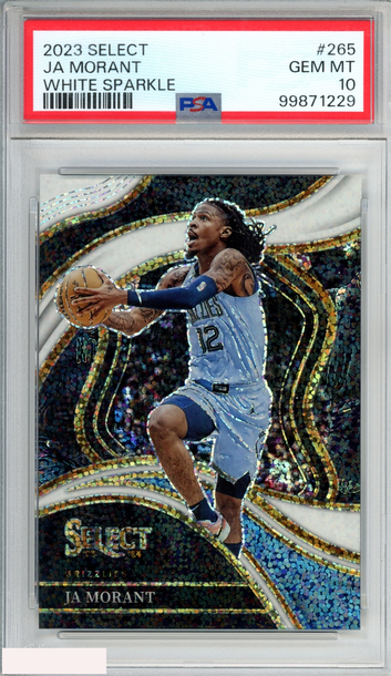 2023 PANINI SELECT JA MORANT #265 WHITE SPARKLE MEMPHIS GRIZZLIES PSA 10 GEM MT