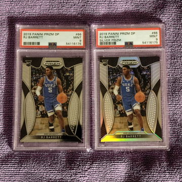 2019 Prism RJ Barrett PSA 9 Silver prism and base 2 card lot