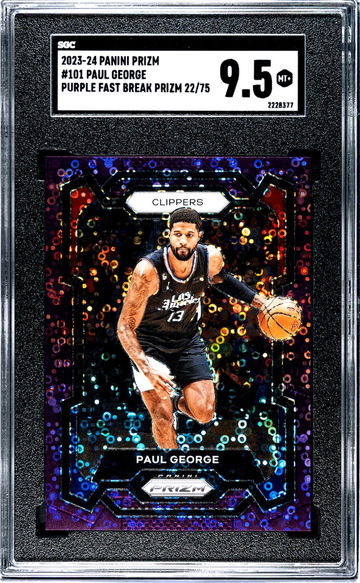 2023-24 Panini Prizm Purple Fast Break Prizm Paul George #101 /75 SGC 9.5