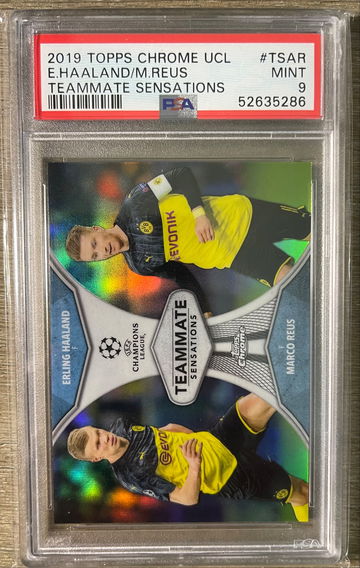 2019 TOPPS Chrome UCL E.Haaland/M Reus TEAMMATE SENSATIONS PSA 9