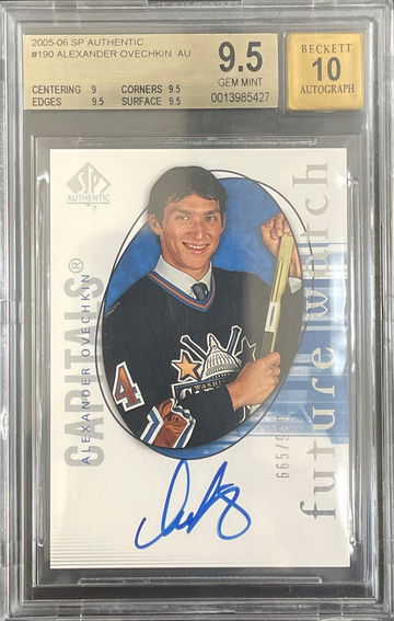 Alexander Alex Ovechkin 2005-06 SP Authentic #190 Future Watch Auto Rookie RC /999 BGS 9.5 Gem Mint with 10 Auto