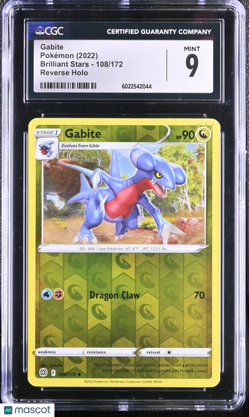 2022 Pokémon Brilliant Stars Gabite Reverse Holo CGC 9 #108/172