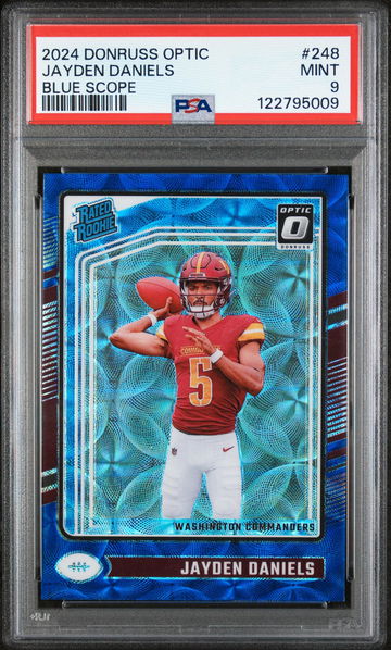 2024 Panini Donruss Optic Blue Scope Jayden Daniels #248 RC Prizm PSA 9