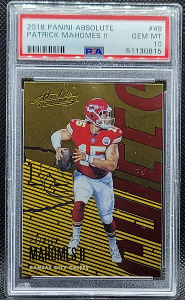 2018 Absolute #49 Patrick Mahomes Kansas City Chiefs PSA 10