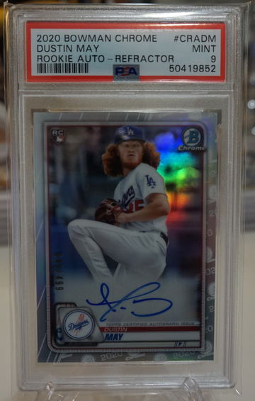 2020 Bowman Chrome RC Refractor Dustin May /499 (PSA 9)
