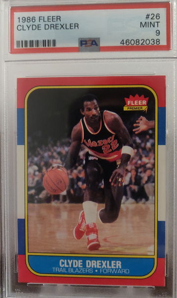 Clyde Drexler 1986 Fleer PSA 9