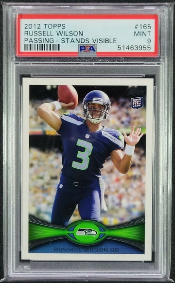 2012 Topps Russell Wilson Rookie Card #165 RC Passing Stands Visible PSA 9 MINT