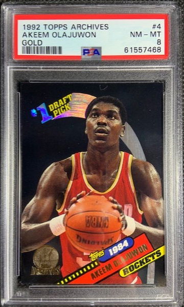 1992 Topps Archives Gold Akeem Olajuwon #4 PSA 8 NM-MINT POP 3 Houston Rockets