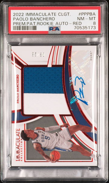 2022 Immaculate Collegiate Paolo Banchero 5/25 Red Rookie Patch Auto RPA PSA 8 NM-MT Duke
