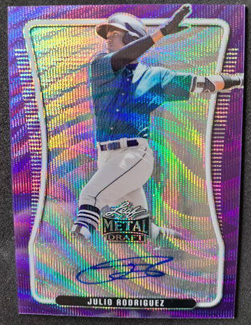  2020 LEAF METAL DRAFT PURPLE WAVE JULIO RODRIGUEZ AUTO SSP Serial# /15