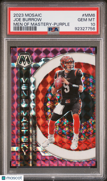 2023 Panini Mosaic Men Of Mastery Joe Burrow #MM6 Purple PSA 10