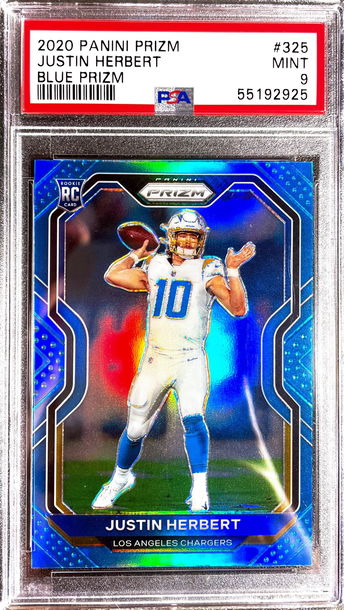 Justin Herbert Blue Prizm PSA 9