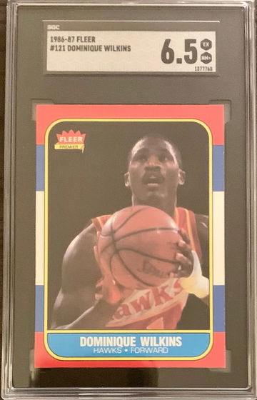 1986 Fleer Basketball #121 Dominique Wilkins RC Rookie - Graded SGC 6.5 EX-NM+