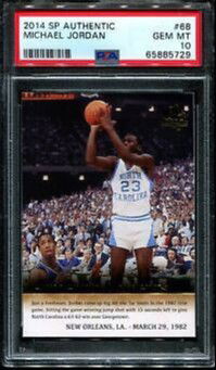 2014 Upper Deck UD SP Authentic Moments 68 Michael Jordan University of North Carolina UNC Tar Heels PSA 10 Gem Mint