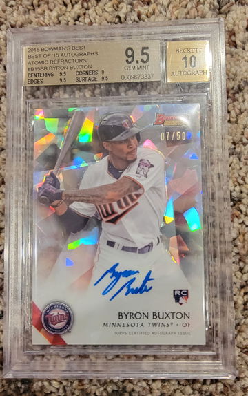 2015 Bowman's Best Byron Buxton Atomic Refractor Rookie Auto BGS 9.5