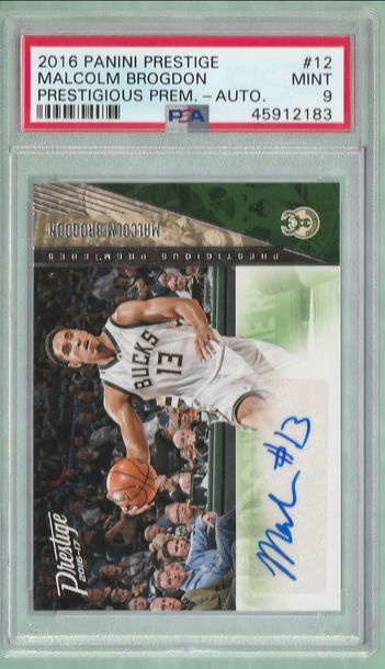 PSA 9 Malcolm Brogdon 2016-17 Panini Prestige Prestigious Premieres #12 Autograph Auto RC Rookie Indiana Pacers