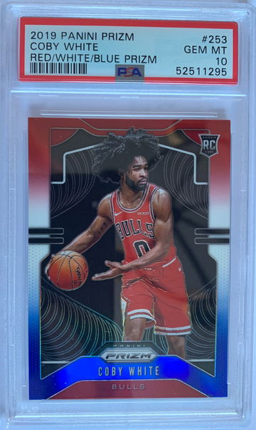 2019 Panini Prizm Coby White Red/White/Blue PSA 10