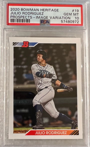 2020 Bowman Heritage Julio Rodriguez Prospects Image Variation SP PSA 10 Gem Mint
