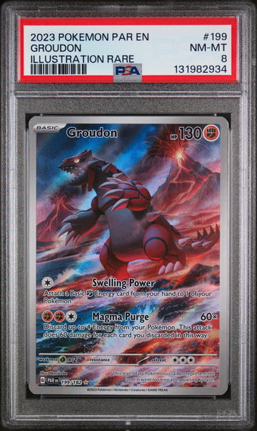 2023 Pokemon Scarlet and Violet Paradox Rift Illustration Rare Groudon #199 PSA 8