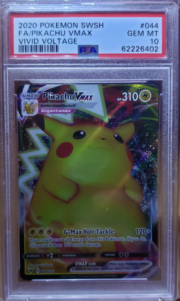 2020 Pokemon Full Art Pikachu VMax Vivid Voltage 44 PSA 10 Gem-Mint 