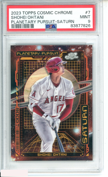 2023 TOPPS COSMIC CHROME PLANETARY PURSUIT SHOHEI OHTANI #7 SATURN PSA 9 MINT