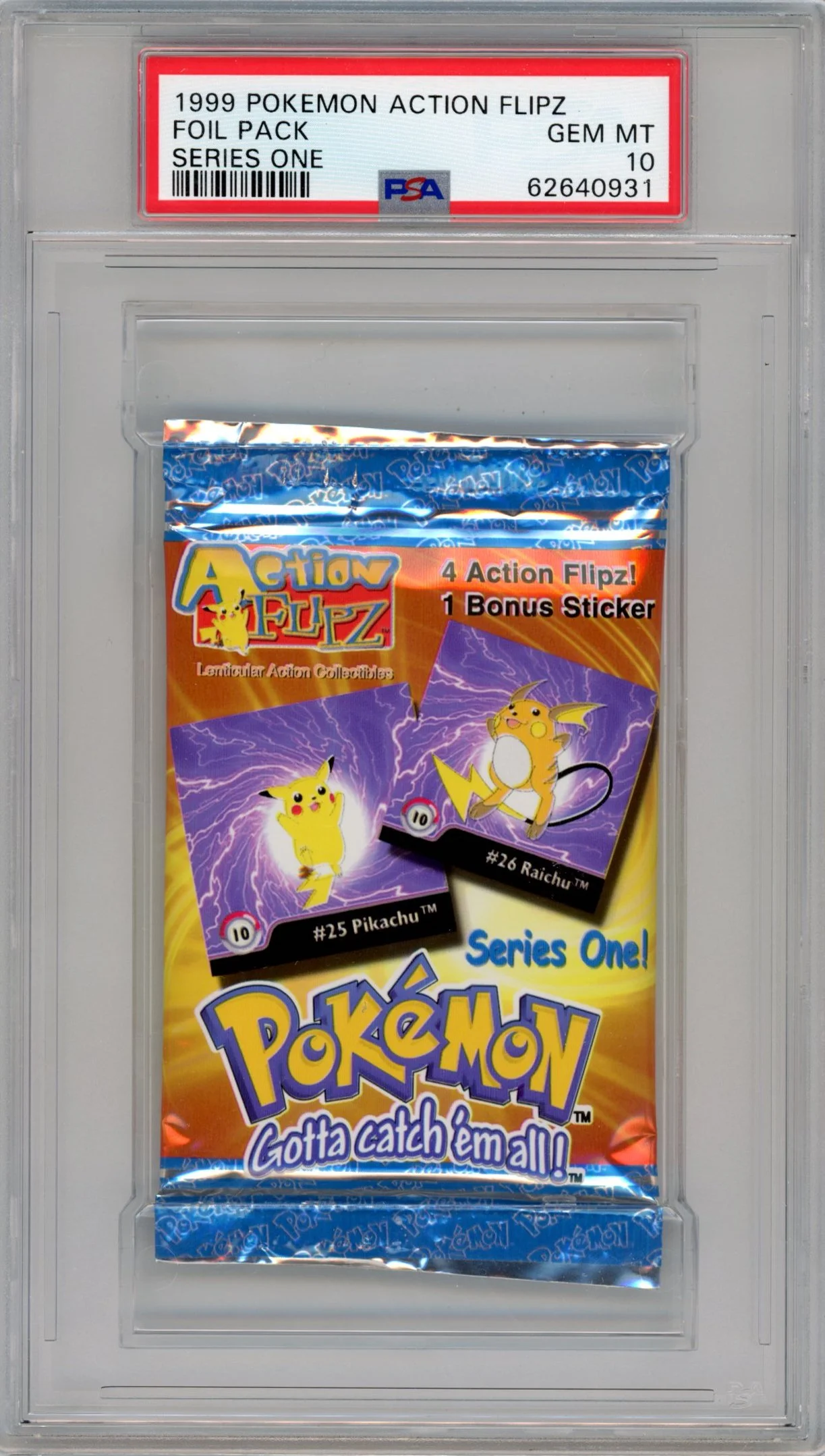 1999 Pokemon Action Flipz Series One Foil Pack Foil Pack PSA 10