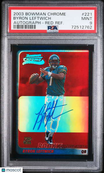 2003 Bowman Chrome Byron Leftwich #221 Autograph Red Refractor PSA 9