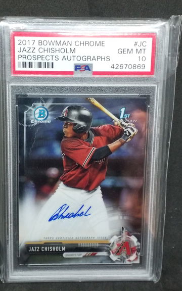 2017 Jazz Chisholm Bowman Chrome RC AUTO PSA 10