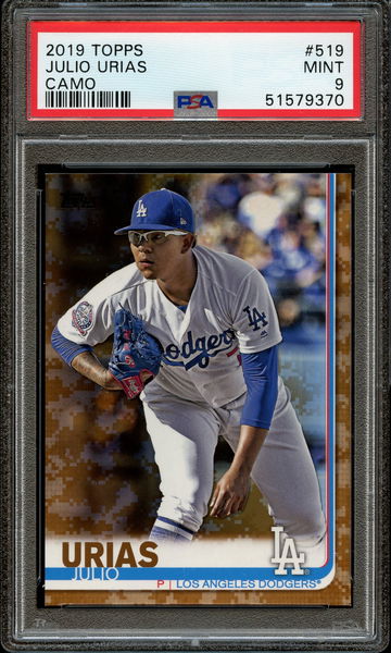 2019 Topps Julio Urias Camo PSA 9